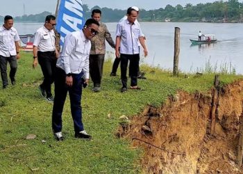 Bupati Pelalawan Turut Langsung Tinjau Abrasi Sungai Kampar di Desa Kuala Terusan