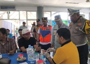 Jasa Raharja Kanwil Riau Hadiri Ramp Check dan Cek Kesehatan Driver Bus Jelang Libur Menjelang Ramadan di Terminal BRPS Pekanbaru